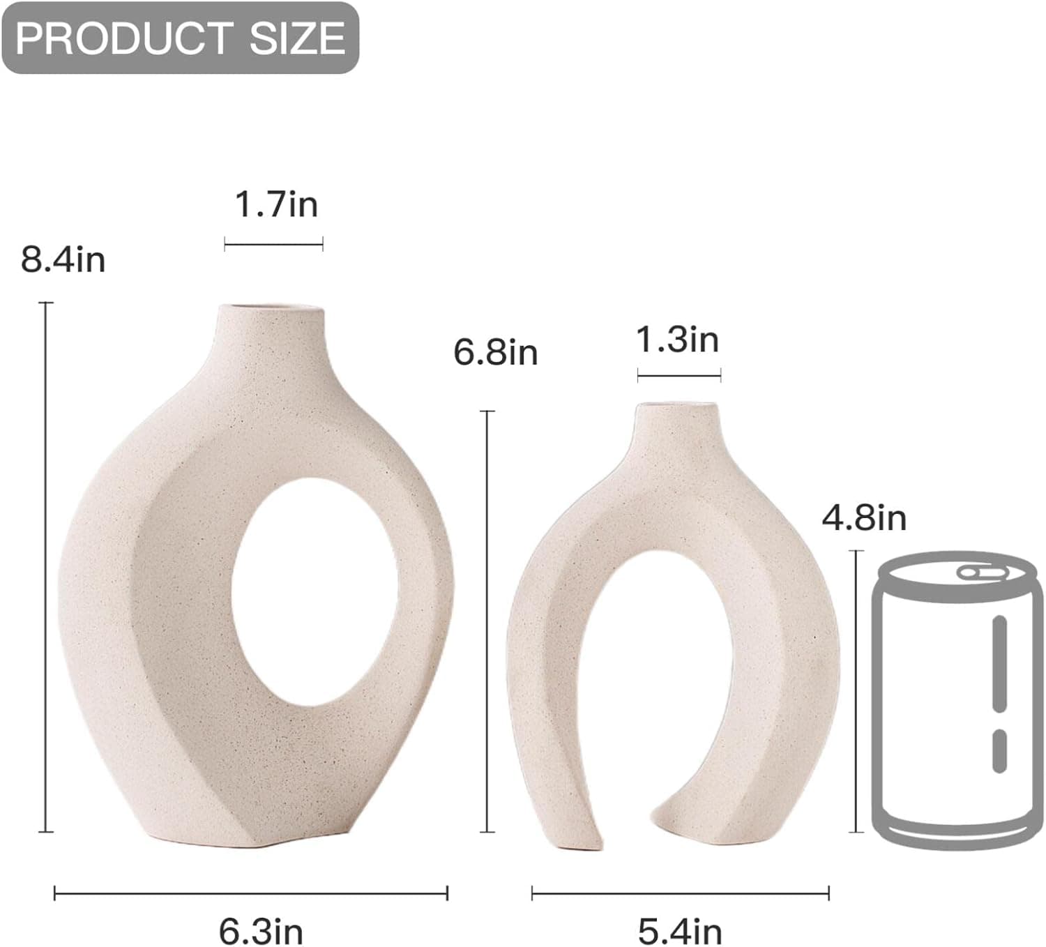 Lvases Snuggle Hollow Ceramic Vase Set of 2, Nordic Modern Boho ins Style Decorative Ceramic Aesthetic Flower Vase for Home Decor (Milky White W 6.3" X H 8.4") thumbnail 6
