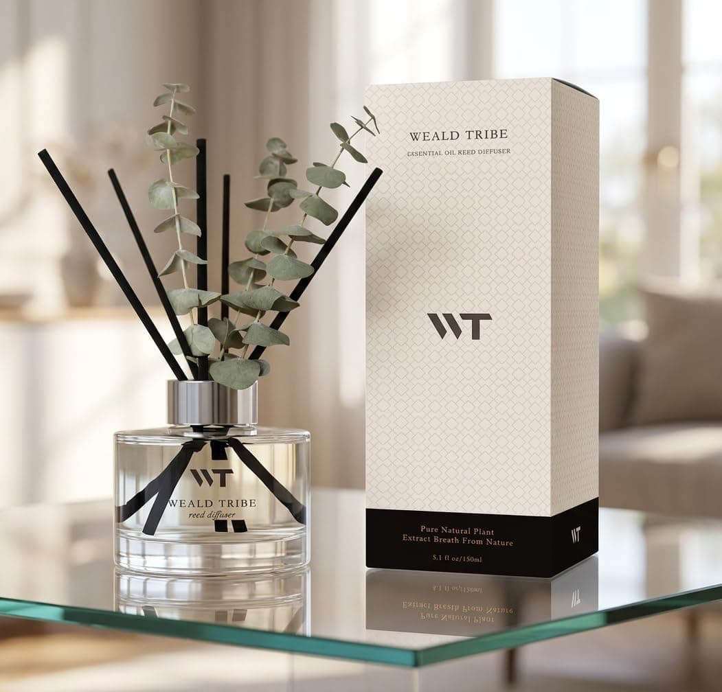 Flower Reed Diffuser Set Wild Eucalyptus Mint Scent for Bathroom Accessories Shelf Decor & Air Fresheners, Sticks Defusers with 5.1 fl oz Essential Oils & Leaves, House Bedroom Office Decor & Gifts thumbnail 2