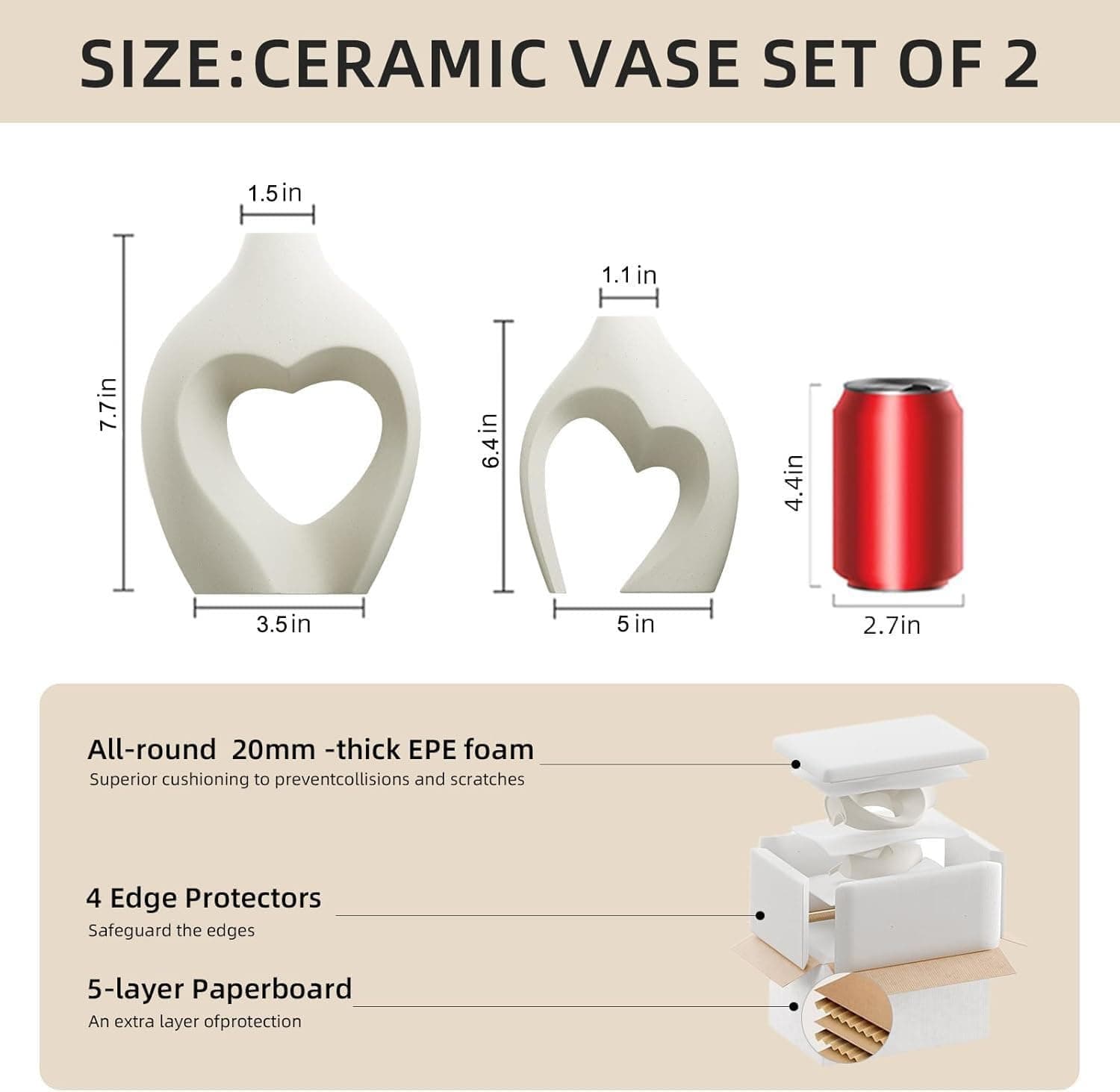 Zormon White Vases for Decor, Heart Shaped Ceramic Vase Set of 2, Nordic Heart Shaped Vases, Minimalist Decorative Vase for Table Centerpiece Wedding Dining Living Room Office House Decoration thumbnail 4