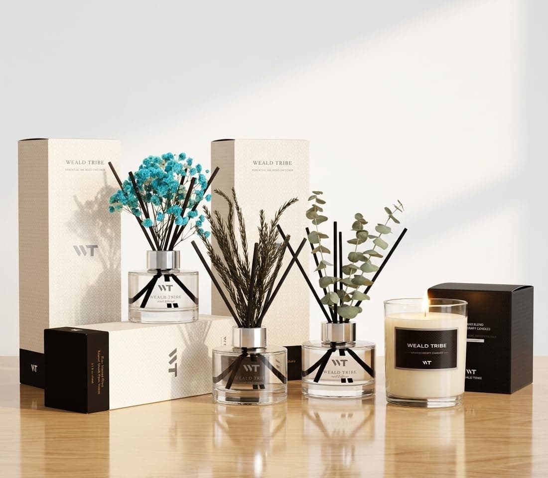 Flower Reed Diffuser Set Wild Eucalyptus Mint Scent for Bathroom Accessories Shelf Decor & Air Fresheners, Sticks Defusers with 5.1 fl oz Essential Oils & Leaves, House Bedroom Office Decor & Gifts thumbnail 3