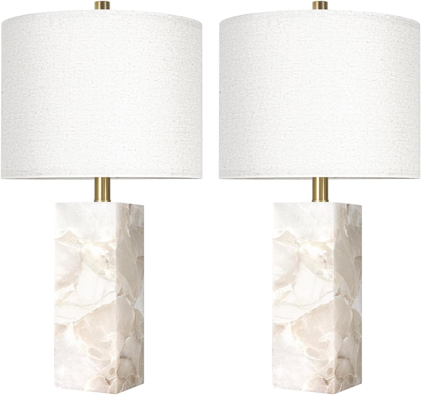 Scenekoy Alabaster Table Lamp Set of 2 with Night Light for Bedroom Living Room, 23" Rotary Switch Bedside Lamp with Linen Shade, Modern Nightstand Lamps for Room Office Dorm (Bulb Included) thumbnail 7