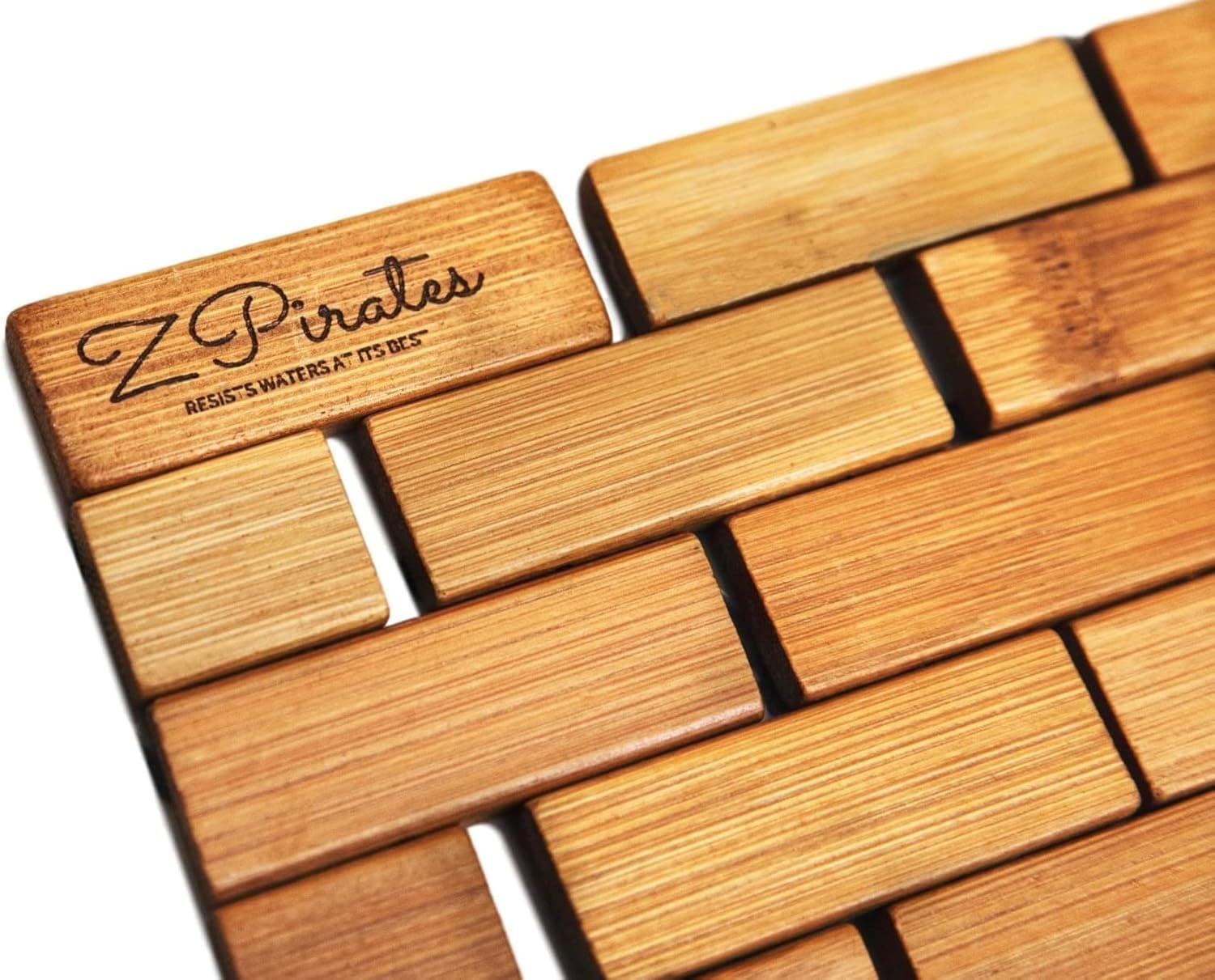 Bamboo Bath Mat - Foldable Wooden Bathmat - Accessories for Bathroom Sauna Spa Tub Step and Floor - 24 x 16 x 0.4 Inches [LxWxH] - Modern Farmhouse Decor Design thumbnail 9