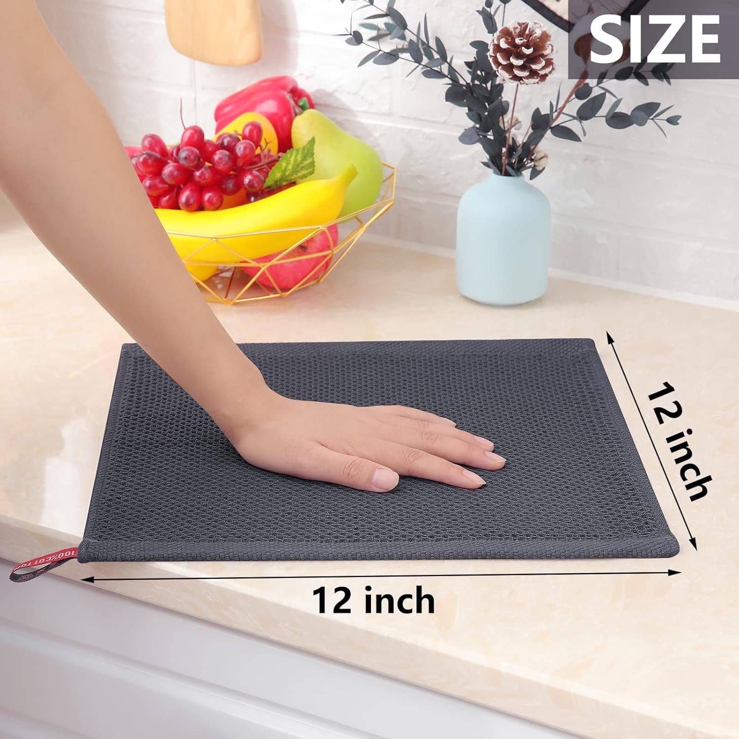 Homaxy 100% Cotton Waffle Weave Kitchen Dish Cloths, Ultra Soft Absorbent Quick Drying Dish Towels, 12 x 12 Inches, 6-Pack, Mixed Color thumbnail 5