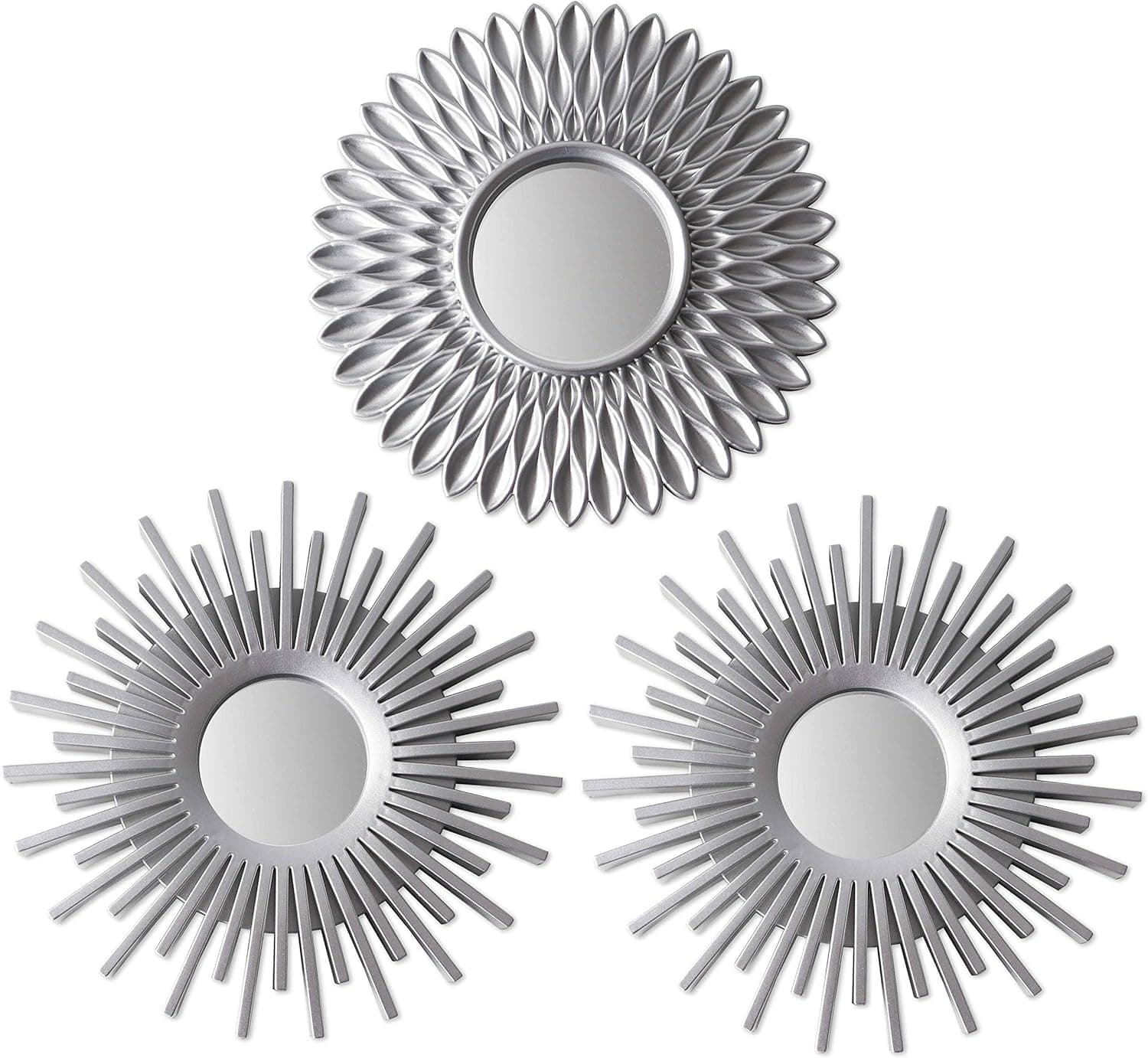 BONNYCO Wall Mirrors Pack of 3 Round Silver Mirrors for Home Decor, Bedroom and Room. Espejos Decorativos de Pared Sala Dormitorio, Circle Wall Decor Minimalist Vintage, Chic. Gifts for Women Mums