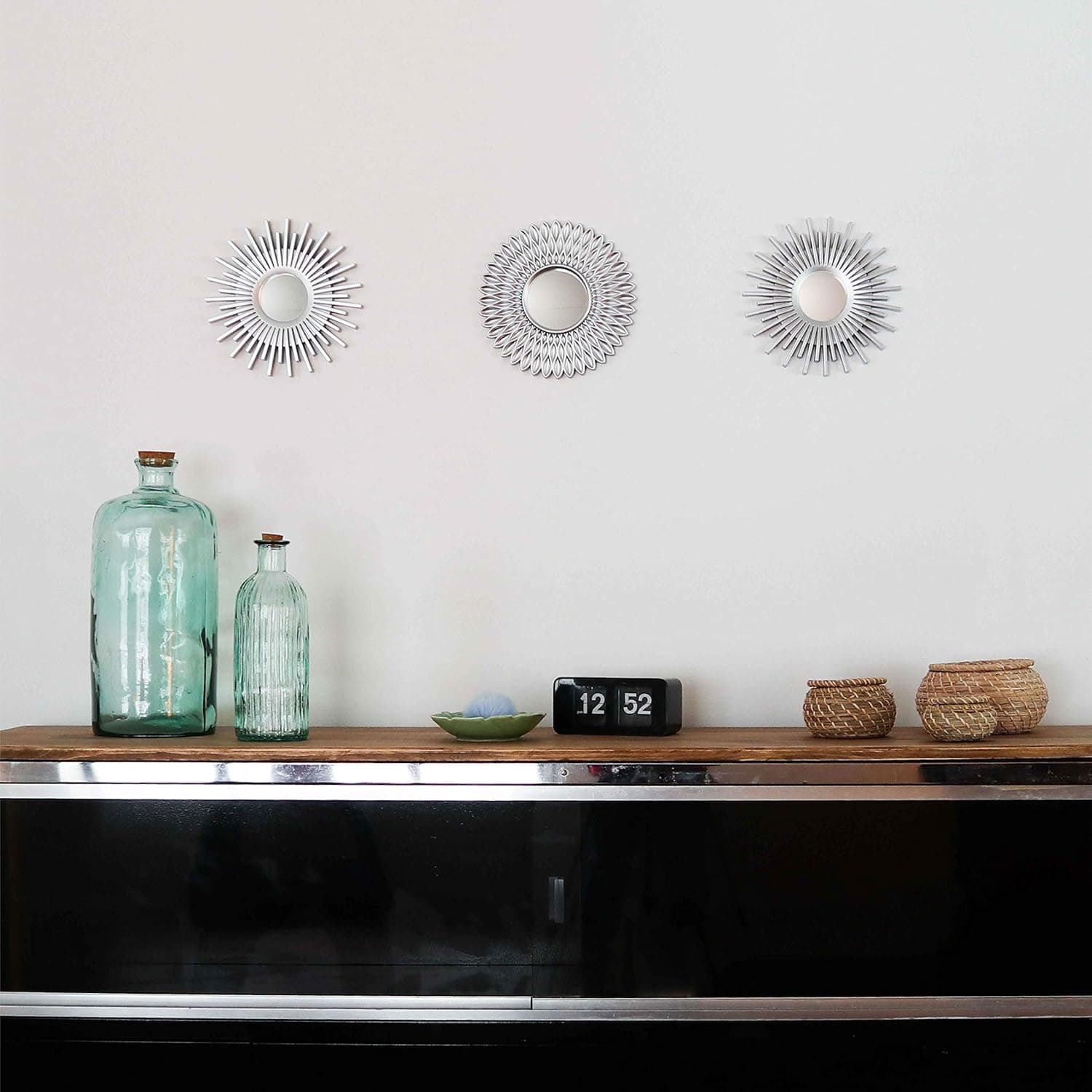 BONNYCO Wall Mirrors Pack of 3 Round Silver Mirrors for Home Decor, Bedroom and Room. Espejos Decorativos de Pared Sala Dormitorio, Circle Wall Decor Minimalist Vintage, Chic. Gifts for Women Mums thumbnail 5