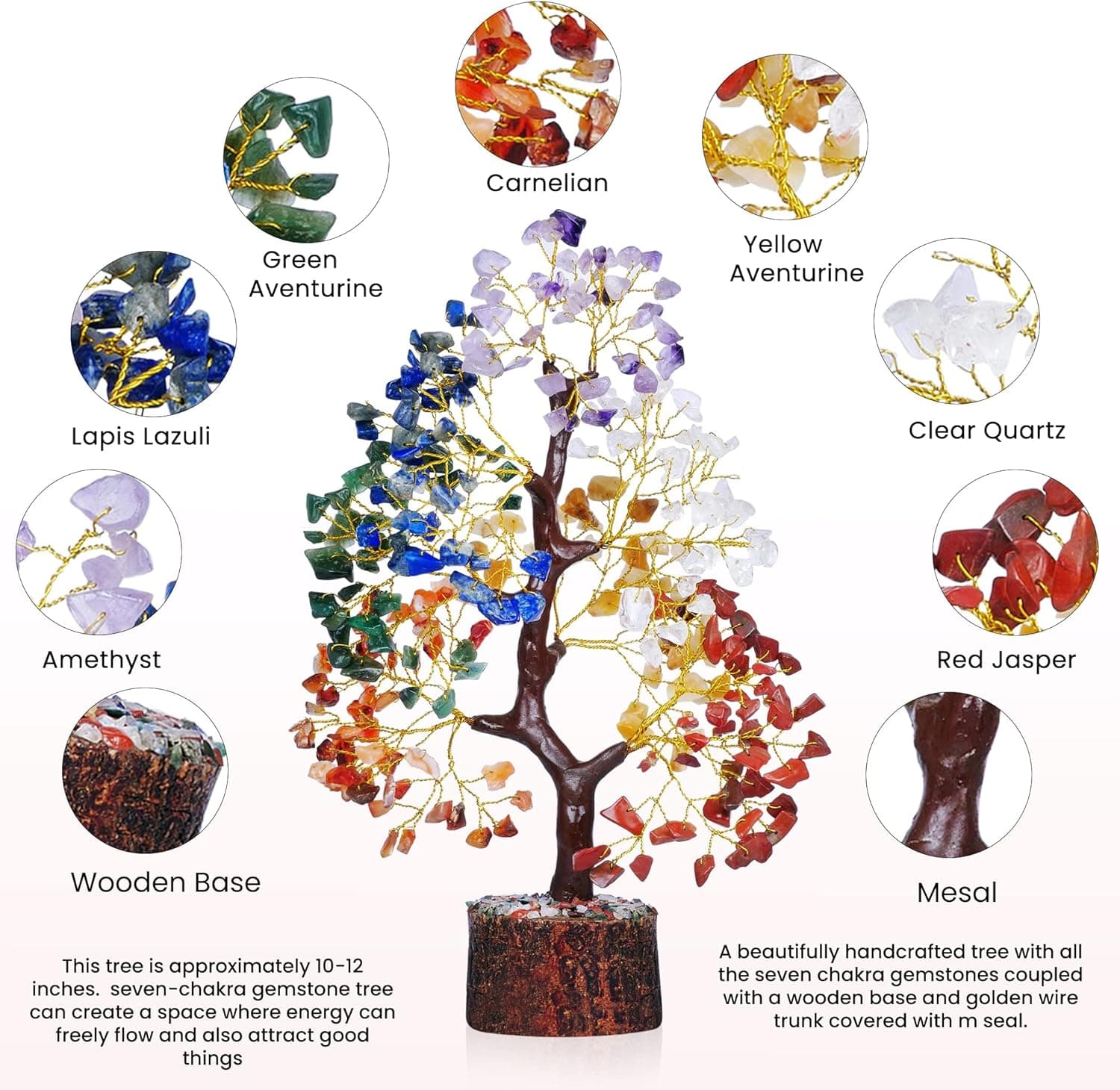 YATSKIA 7 Chakra Tree of Life - Crystals and Healing Stones | Birthday Gifts | Crystal Tree for Positive Energy | Home & Office Decor | Gifts for Women thumbnail 4