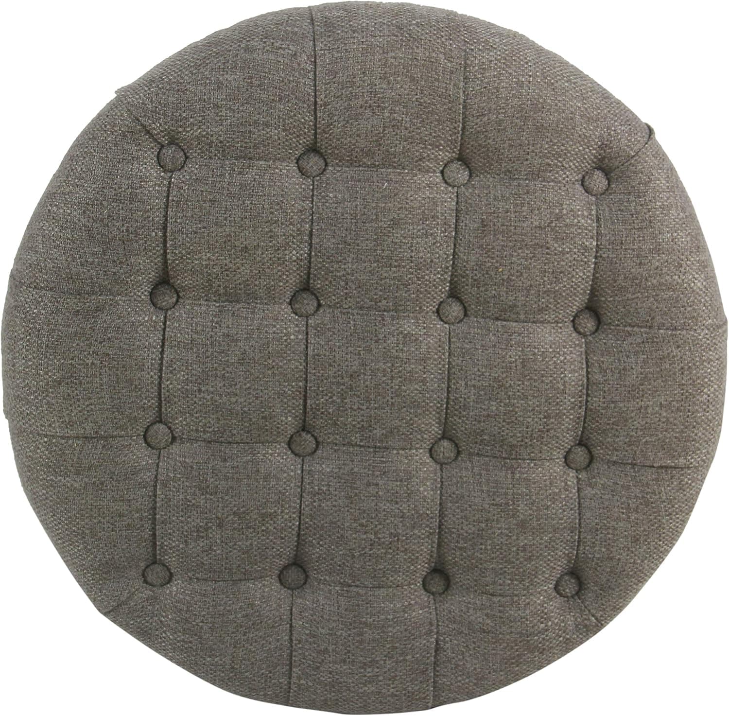 Homepop Home Decor | Button Tufted Woven Round Storage Ottoman | Ottoman with Storage for Living Room & Bedroom (Dark Gray) thumbnail 9
