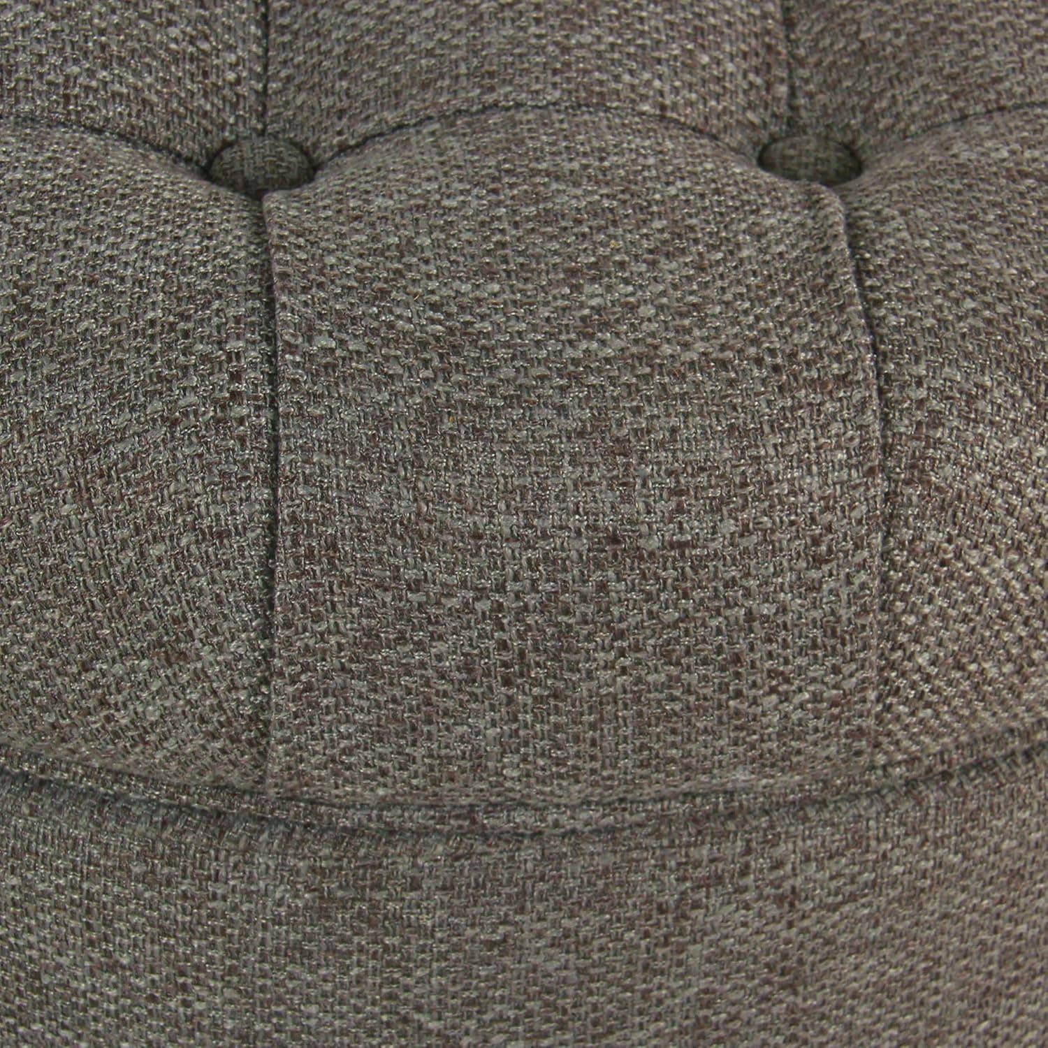 Homepop Home Decor | Button Tufted Woven Round Storage Ottoman | Ottoman with Storage for Living Room & Bedroom (Dark Gray) thumbnail 6